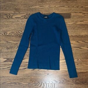Express Teal Fitted Long Sleeve Top L